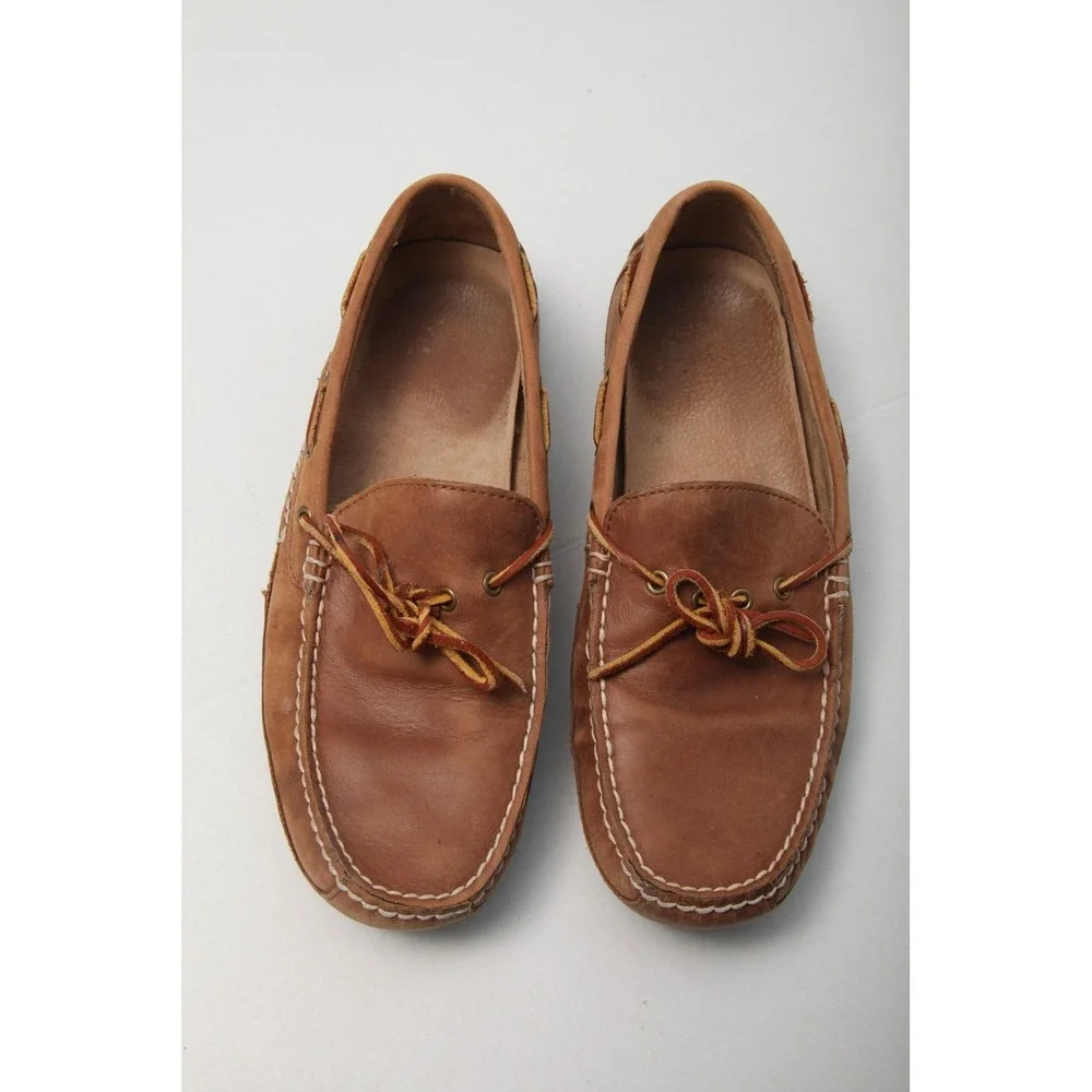 Polo Ralph Lauren Men's 10D Wyndings So-Dry Leather Driver Moccasins Loafers Tan